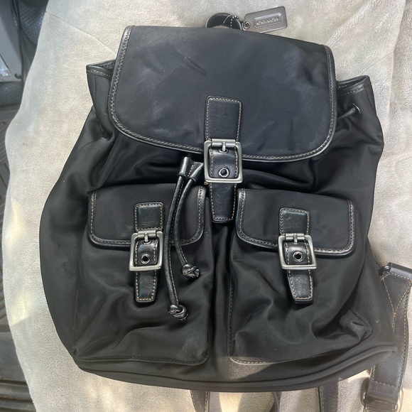 Coach Nylon Leather Trim Backpack Travel 4290 Black LIKE NEW